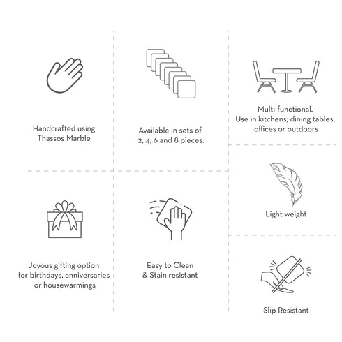 White Marble Coasters with Lapis Lazuli Inlay (Set of 4)